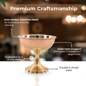 ชามไอศกรีมทำจากทองแดงบริสุทธิ์พร้อมขาตั้งทองเหลืองขนาด150มล. สำหรับใช้ในบ้านร้านอาหารคาเฟ่คลับขายส่ง - Product Image 2