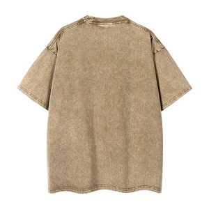 Camiseta de algodón transpirable y ligera para hombre, ropa de calle ajustada lavada con ácido con logotipo personalizado - Product Image 4