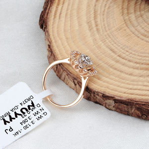 Bijoux fins bague 14k or Rose naturel brillant coupe ronde diamant à la main ensemble de broches en forme de fleur bague pour femmes pour la vente en gros - Product Image 3