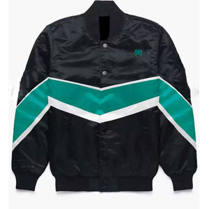 Custom <b>Men</b> Raiders <b>Bomber</b> <b>Jacket</b> Embroidered Satin Baseball <b>Jacket</b> Raiders Black <b>Bomber</b> Lightweight Customized - Product Image 1