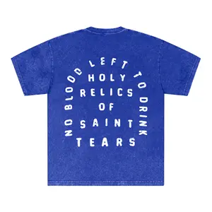 2025 personnalisé col rond goutte épaule lavage t-shirt Streetwear surdimensionné poids lourd 100% coton Vintage lavé t-shirt pour hommes - Product Image 4