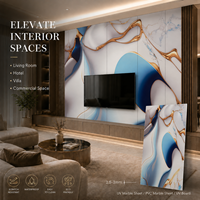 Panel Decorativo de Pared de PVC con Patrón Dorado, Lámina de Mármol UV Rosa Blanco MORLENX