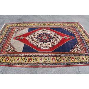 Alfombra de área grande turca hecha a mano, diseño de retazos rojo y negro clásico, látex de lana, 5'9 \ "X 9 '4 \", rectángulo para pasillo para habitaciones - Product Image 3