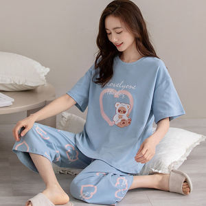 ชุดนอนของผู้หญิงพิมพ์ลายตัวอักษรเรียบตามสั่งระดับโรงงานผลิตตามแบบ2024 - Product Image 5