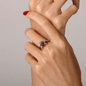 Jeulia Petland Two Tone Cute Black <b>Cat</b> Heart Bow Fashion <b>Ring</b> - Product Image 5