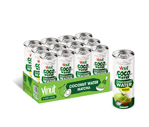 320ml Vinut eau de coco fraîchement pressée Matcha boîte de boisson (étain) 10 Brix 90% pureté 12 Pack 24 OEM ODM marque privée usine - Product Image 3