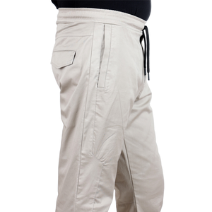 Pantalones italianos de algodón estilo Etiqueta Privada cintura elástica coulisse elástico en la parte inferior 98% algodón 2% EA - Product Image 5