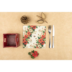 Serviettes de table imprimées numériquement avec des papillons de Noël 40x40cm, Bambulux Eco, 50 pièces, B2B - Product Image 1