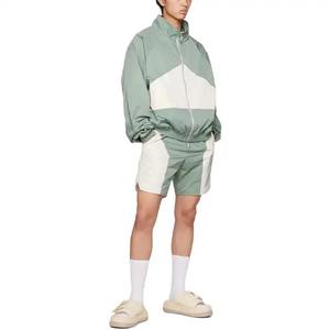 Wholesale Hot Selling Color Block <b>Men's</b> Sports Windbreaker Nylon Tracksuit for <b>Men</b> Streetwear 2 Piece Zipper <b>Jacket</b> Short Sets - Product Image 1
