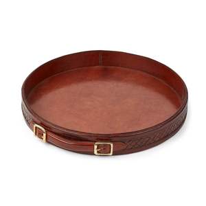 Bandeja de Servir de Cuero Genuino, Diseño Clásico y Moderno, Decorativa para Interiores, Apta para Lavavajillas, Ecológica, Ideal para Fiestas - Product Image 1