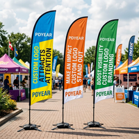 Drapeau publicitaire Swooper à succès, facile à installer, en polyester, imprimé par sublimation, en forme de plume ou de goutte d'eau, promotionnel