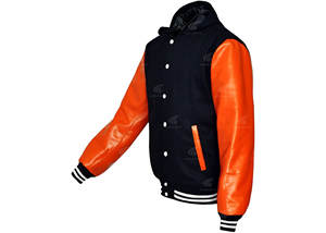 Veste d'hiver pour homme en cuir de qualité supérieure, 100% laine véritable, coupe-vent, col montant, design universitaire, style urbain - Product Image 6