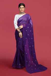 Sari FABZONE S21, Último Diseño, Seda Georgette Pesada con Bordado de Lentejuelas, Tradicional Indio, para Fiestas y Festivales, para Mujer - Product Image 5