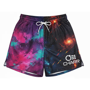 Pantalones Cortos Deportivos de Malla de Alta Calidad para Hombre, Personalizados, con Costura Interior de 5 Pulgadas, Estampado Completo de Mariposas, Doble Capa, Talla Grande, 100% Transpirables, Servicio OEM - Product Image 1