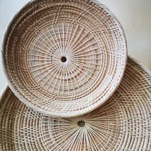 Вьетнамская оптовая продажа плетеная круглая ротанговая тарелка набор из 2 чаш ручной работы Домашний Декор красивая модная