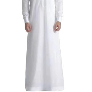 Thobe pour hommes fermeture cachée musulman et poche taille hommes Thobe islamique vêtements couleur unie conception Daffah robe Thobe / Thawb - Product Image 2