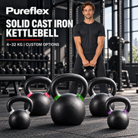 Kettlebell Pureflex en fer et caoutchouc, code couleur, durable, 4kg, 6kg, 8kg, 10kg, 32kg pour l'entraînement fonctionnel