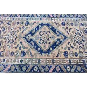 Alfombra Turca Vintage, Alfombra de 3.9x6.6 pies, Alfombra de Lana Azul Ombré - Product Image 5