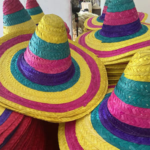 Sombrero Mexicano de Paja, Circunferencia de Cabeza de 60-62 cm, Logotipo Personalizado con Ribete de Serape para Fiestas Diarias, Bodas, Cinco de Mayo - Product Image 1