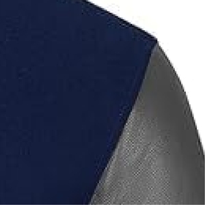 Men Premium navy Blue and Grey Varsity Jacket Authentic Letterman Bomber with Leather Look Contrast Sleeves - Product Image 5