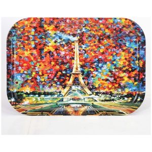 Bandeja de Metal Rectangular de 285x400mm Afremov Paris, plato para servir, patrón ovalado decorativo para servir perlas de madera, estilo árabe elegante - Product Image 1