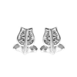 NOVAMART Fine Zarkan Love Rose Pure <b>Silver</b> <b>Stud</b> <b>Earrings</b> Trendy Heart Geometric Design Gold Featuring Pearls Diamonds for Weddin - Product Image 3