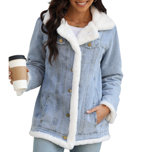 Veste en jean haute performance pour femmes, design classique, look streetwear, couleur unie, look élégant, veste en jean - Product Image 3