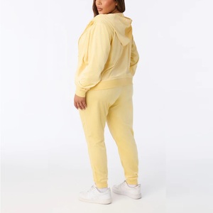 Nouvel ensemble de survêtement deux pièces personnalisé pour l'hiver, en velours éco-responsable, grande taille, séchage rapide, avec fermeture éclair et capuche, pour femme - Product Image 6