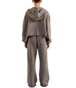 ชุดวอร์มผ้าฮิปฮอปสำหรับผู้หญิงชุดออกกำลังกายผ้าฝ้าย100% 400 GSM แบบรูดซิปขึ้นได้ชุดวอร์มฮิปฮอปแบบระบายอากาศได้สำหรับผู้หญิงในอุตสาหกรรม - Product Image 5