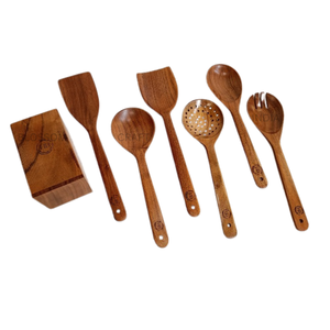 Cuchara de Cocina Ecológica de Madera de Teca y Acacia, Vajilla Artesanal, Grabado de Logotipo Personalizado, Acabado Espejo Dorado, Hecho en India - Product Image 2