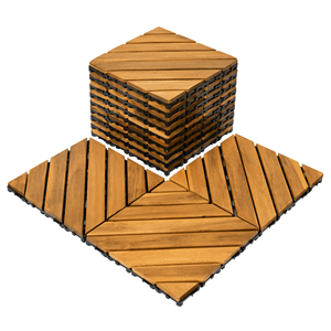 Carreaux de sol extérieurs modernes en bois d'acacia 24 mm 300x300 mm, installation par clipsage, finition mate, pour balcon extérieur - Product Image 4