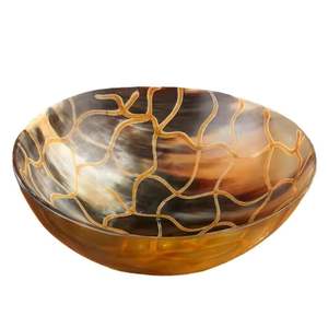 Bol à salade en corne de vache sculptée naturelle de haut rang Table à manger écologique Bol décoratif de fruits Design classique-Prix de gros - Product Image 3