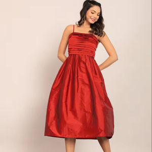 Vestido MIDI ajustado con busto marrón, vestido de verano de manga larga en tafetán, ropa de fiesta a la moda, vestido occidental de una pieza para mujer - Product Image 1