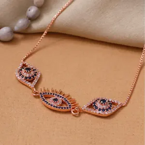 14K <b>Gold</b> Evil Eye <b>Bracelet</b> for Women Rhodium Plated with Diamond and Pearl Protective Jewelry <b>Rose</b> <b>Gold</b> Braclet or Bangles - Product Image 2