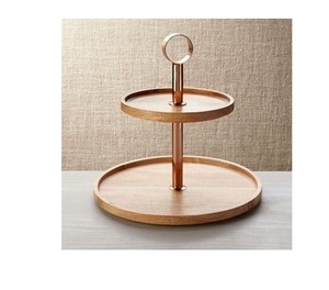 Soporte de pastel de bambú y madera Premium de dos niveles Soporte de postre para fiestas y eventos Herramientas para pasteles - Product Image 1