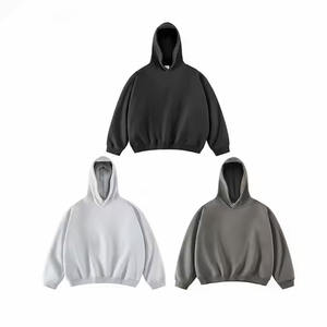 เสื้อมีฮู้ดผ้าคอตตอนหนาไม่มีลายสำหรับชายและหญิง350 GSM โอเวอร์ไซส์ออกแบบโลโก้ได้ตามต้องการสำหรับฤดูหนาว - Product Image 6