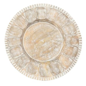 Plato de Madera Decorativo de 13 Pulgadas, Hecho a Mano con Diseño de Pétalos Blanqueados - Product Image 3