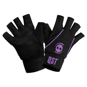 Guantes de gimnasio de cuero sintético de medio dedo personalizados con agarre de Palma antideslizante y soporte de muñeca para entrenamientos de fitness y levantamiento de pesas - Product Image 2