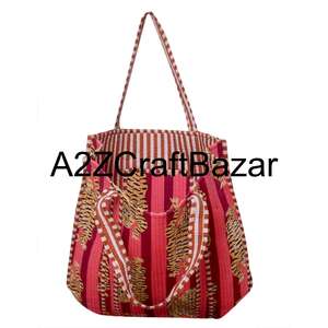 Indian Handmade Pure Cotton Quilted Tote <b>Bag</b> For Women Spacious <b>Boho</b> Shoulder Shopping Carry Eco Friendly Fabric <b>Bags</b> - Product Image 2