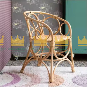 เก้าอี้หวายธรรมชาติสำหรับเด็กใช้ในห้องนั่งเล่นกลางแจ้งเก้าอี้เรียนสำหรับโต๊ะเครื่องแป้งสำหรับเด็ก - Product Image 4