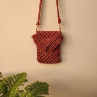 2024 sac à main en macramé tendance chaud en rouille harmonieux macramé femmes sac à bandoulière avec coton