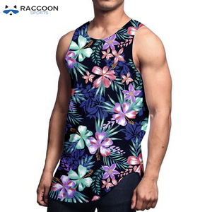 Wholesale Sublimated Cotton Polyester Yoga Tank Top Pakistan Made Men's Gym Wear Breathable Quick Dry Custom Colors <b>Logo</b> Raccoon - Product Image 4
