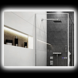 HOMCOM Miroir de salle de bain anti-buée avec luminosité et couleur réglables, verre et alliage d'aluminium, 80x60x4 cm - Product Image 1