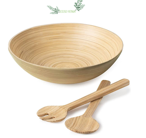 Bol à salade en bambou de haute qualité bol de fruits en bambou rond/filé en bambou naturel 100% et prix bon marché d'Eco2go Vietnam - Product Image 6