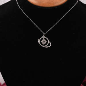 Cabochon Stone Customized Planet <b>Pendant</b> With Made in 18 KT <b>Solid</b> <b>Gold</b> Excellent Cut Synthetic Diamond Unique Lab Grown Diamonds - Product Image 5