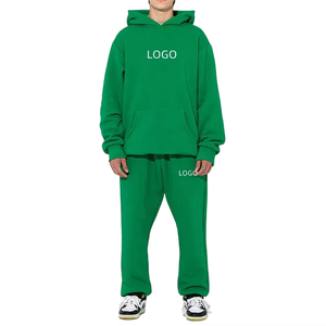 ชุดวอร์มผ้าฟลีซสีเขียวพิมพ์ลายตามสั่งสำหรับทุกเพศ ชุดลำลองสำหรับฤดูใบไม้ร่วง เสื้อฮู้ดแบบสวมพร้อมกางเกงจ็อกเกอร์ ระบายอากาศได้ดี - Product Image 1