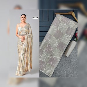 Blusa de Sari Elegante y Moderna, Estilo Étnico Tradicional, para Fiestas, Todas las Temporadas, 60 Gramos, con Bordado de Lentejuelas de 3MM y 5MM, en Oferta - Product Image 2