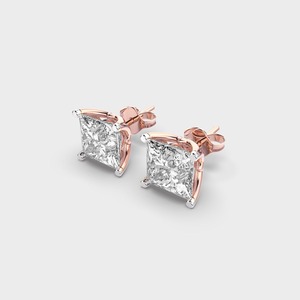 Pendientes de Diamante Cultivado en Laboratorio con Corte Princesa de 4 Quilates, Oro Blanco/Rosa/Amarillo de 9K, Certificados por IGI, para Mujer - Regalo de Aniversario y Fiesta - Product Image 5