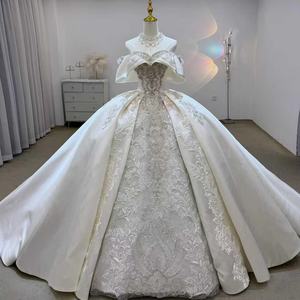 For JJ114 Exclusive Modern Sweetheart Satin Crystal Floral Appliques Long Skirt Wedding Bridal Party Ball Gown <b>Dress</b> - Product Image 1