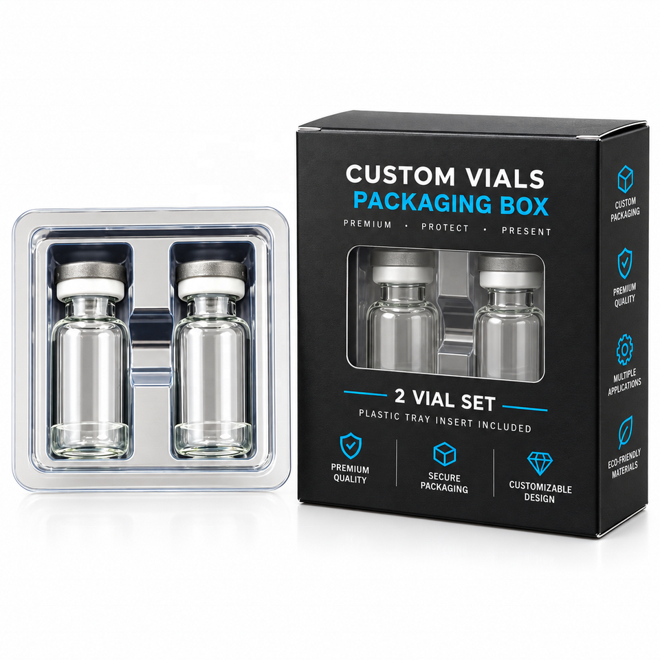 Custom 2 Pack 3ml/10ml Vial Packaging Box Clear PET Plastic Tray Insert ...